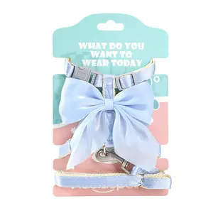 Satu Set tali kekang anjing kecil wanita, dasi kupu-kupu besar elegan dengan Set tali kucing luar ruangan berjalan kecantikan <span class=keywords><strong>Harness</strong></span> Set - Product Image 6