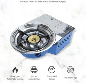 Griglia per Barbecue con griglia per interni senza fumo tavolo a propano butano costruito In Gas Barbecue Griller per ristorante coreano - Product Image 3