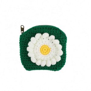 <b>Sweet</b> <b>Flower</b> Knit Milk Cotton Yarn 150g Coin Purse Girls' Fashionable Handmade Small Bag Handheld Card Accessory - Product Image 4