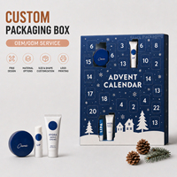 Boîte en carton recyclable faite à la main, économique, pour soins de la peau, cadeau de Noël, calendrier de l'avent personnalisé 12/24 jours avec insert