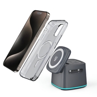 Support de charge magnétique sans fil 3-en-1 15W avec panneau détachable et lumière d'ambiance pour téléphone, montre S1 S10, écouteurs, maison et bureau
