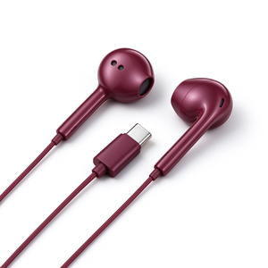 Audífonos Intrauditivos Semi Inalámbricos USB-C Color Borgoña, Sonido Estéreo Nítido, para Entretenimiento Diario y Uso Portátil - Product Image 1