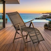 Chaise longue de patio/balcon moderne en acier inoxydable de haute qualité, durable, pliable, portable et confortable, Telsin Recliner