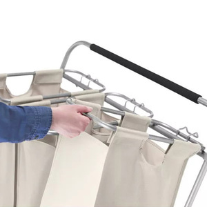 ODM OEM Household Triple Sorter With Wheels Laundry Storage <b>Box</b>, Laundry Hamper Cart, Rolling Laundry Hamper - Product Image 5