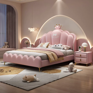 Letto per bambini <span class=keywords><strong>da</strong></span> ragazza principessa letto corona moderno semplice luce di lusso letto in legno per Villa appartamento - Product Image 3