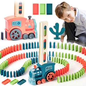 Train à dominos automatique, voiture électrique, kits de blocs de briques, jeux créatifs, intelligence, éducatif, jouets DIY, cadeau d'anniversaire pour enfants - Product Image 1