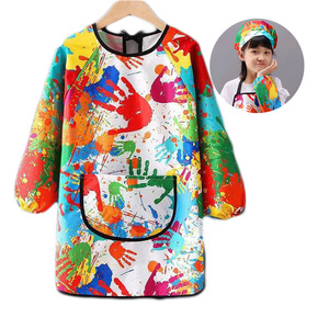 ผ้ากันเปื้อนเด็กแบบกันน้ำสำหรับทำอาหาร วาดภาพ ใช้ในครัวเรือน โรงเรียน ลายการ์ตูนน่ารัก ป้องกันน้ำมัน สำหรับเด็ก ขายส่ง - Product Image 1