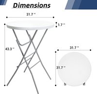 Moon Factory Wholesale 81cm Table de cocktail ronde et haute pliante durable en plastique HDPE pour bar de fête intérieur et extérieur