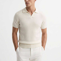 Pull en laine mérinos et cachemire mélangés, tricot sport, t-shirt polo à manches courtes en laine et cachemire pour homme