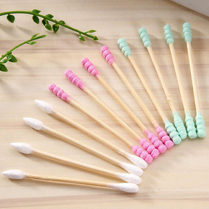 Tốt nhất bán 100% phân hủy sinh học sinh thái thân thiện trang điểm Remover Q tip tre dính màu bông tăm bông - Product Image 6