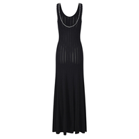 Robe longue sans manches en maille pour femme, nouvelle collection, haute qualité, style élégant, avec poches décorées de fleurs en perles, idéale pour le quotidien