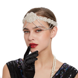<strong>White</strong> Hairband Hair Accessories Fashion Retro <strong>Fascinators</strong> Theme Party Rhinestone Feather Crystal <strong>Headbands</strong> - Product Image 5
