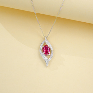 925 Sterling Silver Niche Design Ruby Necklace - Product Image 4