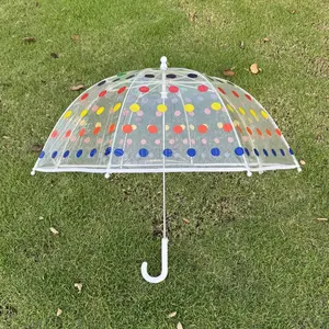 19inch mini manual open transparent clear dome plastic straight bubble umbrella with custom design