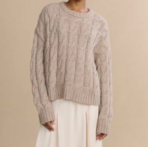 Derniers modèles de pulls pour femmes à manches longues avec motif en câble, col rond, élégants, tricotés - Product Image 1