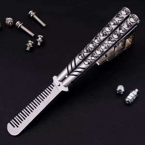 Skulls in ấn xử lý gấp lưỡi dao thép không gỉ đào tạo thực hành Tạo Kiểu Tóc Lược 3Cr13 Lưỡi vật liệu - Product Image 3