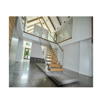 Escalier droit moderne à double poutre avec structure d'escalier à double poutre pour maison intérieure