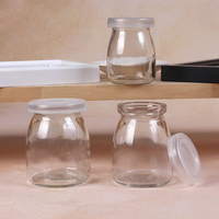 Pot en verre de haute qualité de 200 ml, transparent, écologique, de qualité alimentaire, pour pudding, lait, yaourt, jus, avec bouchon à vis