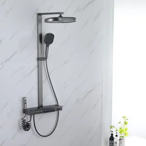 High Quality Sanitary Ware Wall Mounted White Gold Brass Bathroom Rain Shower Mixer Waterfall Shower Faucet Sets