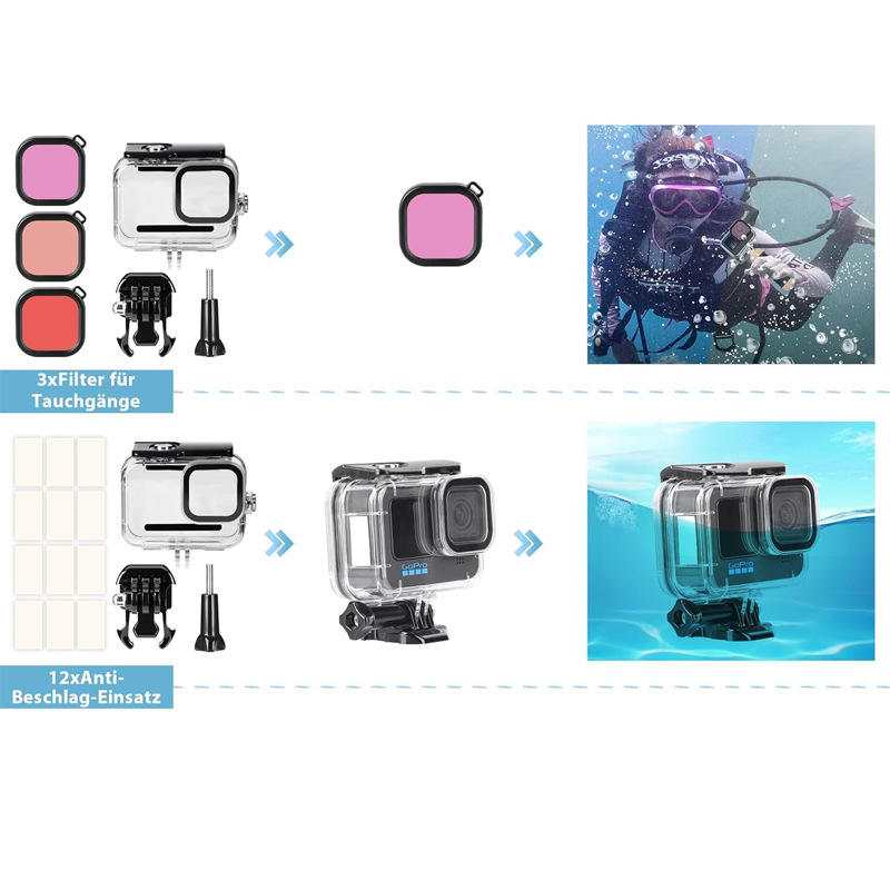 Sport Action Camera Accessories Kits for GoPro 19 in 1 Set Hero 9-13 Waterproof case Sports Camera Accessories Small Bag Set