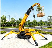 Grue araignée de 3 tonnes avec nacelle pour personnel, stabilisateurs hydrauliques complets pour le nettoyage de fenêtres à grande hauteur