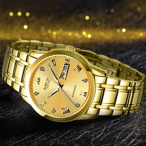 Reloj Mecánico Automático para Hombre MICE, 38 mm, Esfera Redonda en Tono Dorado, Cristal de Zafiro, Visualización de Fecha Analógica, Correa de Lujo - Product Image 2