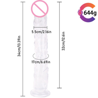 Dildo Anal de PVC Realista de 34 cm (13.39 Pulgadas), Dildo Grande con Ventosa para Masturbación Femenina, Dildo Grande para Mujeres