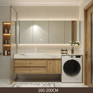 <span class=keywords><strong>Lavadora</strong></span> montada en la pared de 64 pulgadas, modelos de gabinetes de baño, muebles de baño, lavabo, tocador de fregadero único con espejo - Product Image 6