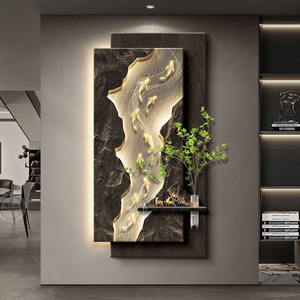 Arte Murale LED in Arenaria <span class=keywords><strong>con</strong></span> Pesci Koi Feng Shui per Hotel |   Dipinto per Ingresso <span class=keywords><strong>con</strong></span> Finitura Opaca Stratificata 3D e Motivo Marmorizzato - Product Image 1