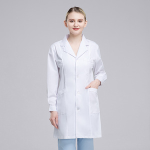 Bata de Laboratorio Médica de Manga Larga, Uniforme Médico, Bata de Trabajo Blanca al por Mayor, Mezcla de Algodón y Poliéster Cómoda para Hospital - Product Image 2