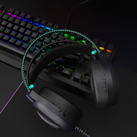 Casque de jeu filaire noir de haute qualité avec éclairage RGB, son 7.1, USB, étanche IPX6, chargement Micro USB, 50 mm