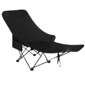 เก้าอี้ทรงพระจันทร์พร้อมที่วางขา เก้าอี้พับได้แบบพกพาสำหรับสวน ปรับได้สามระดับ ใช้กลางแจ้ง สีกากี ดำ เขียว - Product Image 5