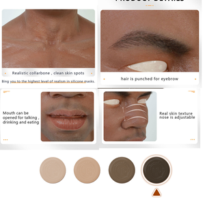 <span class=keywords><strong>Tono</strong></span> de piel Africana realista de silicona completa, máscara de fiesta de Halloween, Cara Humana, máscara de Halloween, accesorios de película para anciano Calvo - Product Image 6