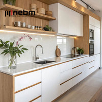 Perabot Dapur Melamin High Gloss Standar Modern Kabinet Wastafel Mini Melamin Kabinet Hitam Putih High Gloss