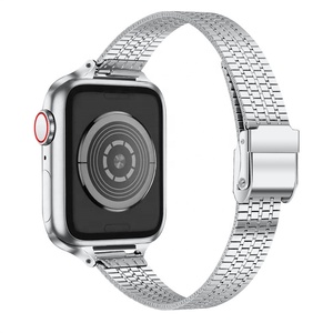 Cinturino stretto di lusso cinturino sottile in acciaio inossidabile cinturini per orologi in metallo per <span class=keywords><strong>Apple</strong></span> <span class=keywords><strong>Watch</strong></span> Series 8 7 6 <span class=keywords><strong>SE</strong></span> 5 4 <span class=keywords><strong>3</strong></span> cinturino con sette perline - Product Image 3