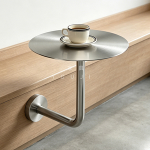 <span class=keywords><strong>Tavolo</strong></span> Rotondo <span class=keywords><strong>da</strong></span> <span class=keywords><strong>Esterno</strong></span> in Acciaio Inox Industriale, Montato a <span class=keywords><strong>Parete</strong></span>, per Giardino, Caffetterie, Bar, Hotel, Ristoranti - Product Image 1