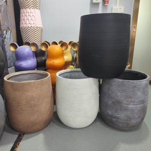 Grande jardinière intérieure et extérieure en fibre de verre, grands pots de fleurs de jardin, pots de plantes artificielles - Product Image 4