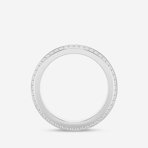 Anillo de Eternidad de Oro Blanco de 14K con Diamante Cultivado en Laboratorio de 1 Quilate, Corte Redondo, Borde Biselado de 7mm, Acabado Satinado, Anillo de 4mm - Product Image 2