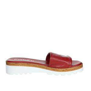 Sandalias de plataforma Cinzia Soft Donna Ciabatta Bassa Rosso, de cuero, sin cordones, para mujer. - Product Image 3
