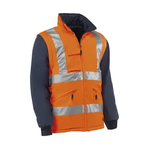 Parka HV710 XS Galaxy - Colore: Arancione Fluorescente/Blu - Bande Riflettenti Verticali e Orizzontali Chiusura a cerniera. - Product Image 1