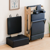 Máquina de Pilates Plegable de Madera de Roble Macizo para Gimnasio en Casa, Ahorro de Espacio, Entrenamiento de Yoga y Fitness con Resortes Ajustables