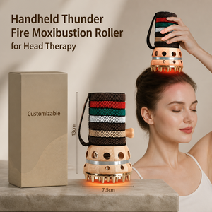 Instrument de moxibustion portatif chauffant pour le cuir chevelu, peigne de moxibustion OEM sous marque privée, outil de bien-être TCM pour points d'acupuncture crâniens, <span class=keywords><strong>massage</strong></span> en laiton, certifié CE - Product Image 1