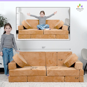 Canapé modulaire pour enfants en blocs de construction, 55 pouces, mobilier de jeu souple pour la maison, avec rembourrage en mousse haute élasticité - Product Image 1