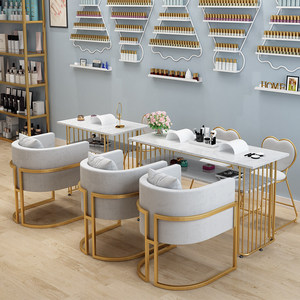 Decoración Nórdica para Salón <span class=keywords><strong>de</strong></span> <span class=keywords><strong>Uñas</strong></span>, Juego <span class=keywords><strong>de</strong></span> Mesa <span class=keywords><strong>y</strong></span> Silla <span class=keywords><strong>de</strong></span> Mármol para Manicura, Mesa <span class=keywords><strong>de</strong></span> Manicura Individual <span class=keywords><strong>y</strong></span> Doble, Simple <span class=keywords><strong>y</strong></span> Moderna - Product Image 4