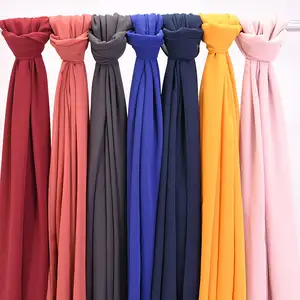 Оптовый Поставщик, модная мусульманская шаль, Арабская, Пакистанская, Малайзия, турецкий жоржет, мусульманский шарф, женский простой шифоновый хиджаб премиум-класса