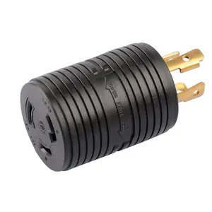 NEMA L14-30P 30A 125/250V to NEMA L5-30R 30A 125V Locking RV Adapter Plug, 125/250V Male to 125V Male RV Plug Adapter