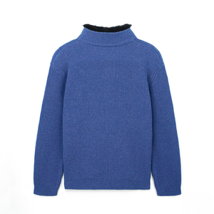 AiNear venta al por mayor logotipo personalizado diseño Oem & Odm manga larga cuello alto cremallera azul real para hombres acrílico lana tejido cárdigan suéter - Product Image 6