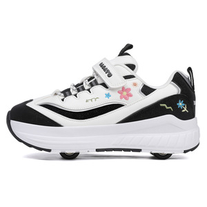 Chaussures de sport pour enfants, dessus en mesh, semelle extérieure en caoutchouc, semelle intermédiaire en EVA, rollers à quatre roues pour filles, usage décontracté été. - Product Image 5
