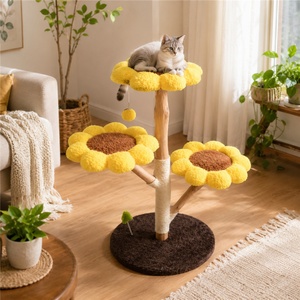 OEM BSCI Factory Sunflower Shape Sisal <b>Rope</b> Durable Tower with Activity Platforms Sunroom Area <b>Cat</b> Tree - Product Image 1