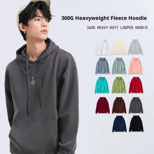 Sudadera de Invierno para Hombre, 360g, Gruesa, con Bolsillo en el Hombro, Estilo Estudiante, Holgada, Moderna, Lisa, 100% Algodón, Anti-Pilling, con Estampado de Logotipo - Product Image 2